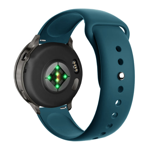 Silicone Sport Strap 'Deluxe', rock green, on a watch, 3/4 rear view