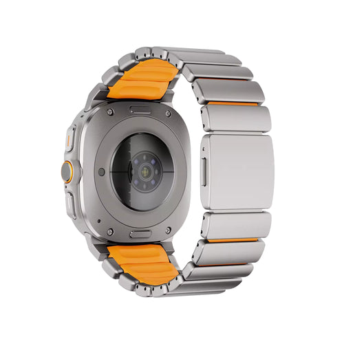 Bandz Samsung Galaxy Watch Ultra 2 Titanium Strap 'Hybrid' (Titanium/Orange)