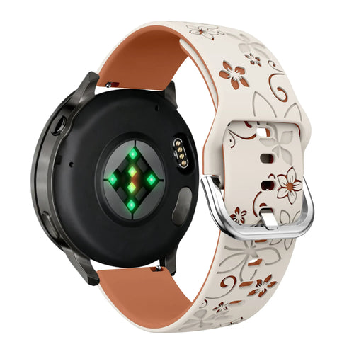 Bandz Correa silicona 'Flores' Garmin Vivoactive 5 (blanco estrella/marrón)
