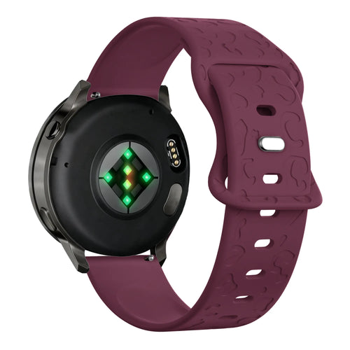 Silicone Strap 'Leopard', wine red, on a watch, 3/4 rear view
