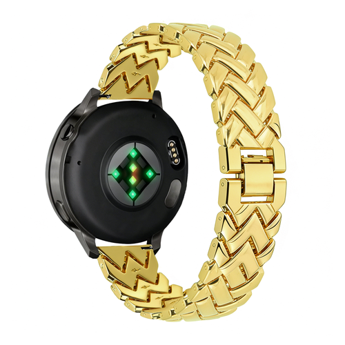 Metal Strap 'V-Type', gold, on a watch, 3/4 rear view