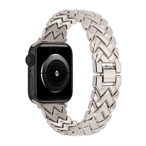 Metal Strap 'V-Type', starlight, on a watch, 3/4 rear view