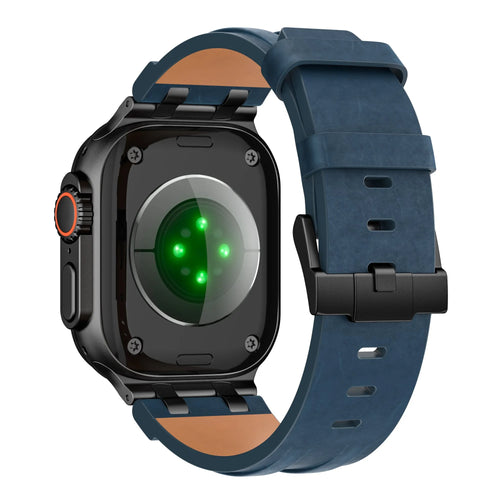 Apple Watch Solid Leather Strap (Dark Blue)