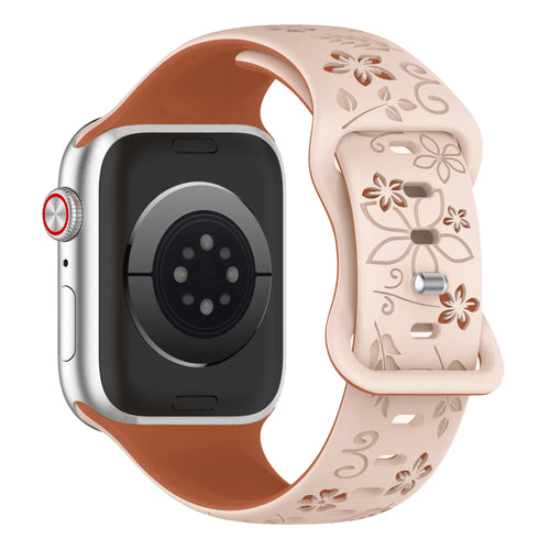 Correa silicona con flores Apple Watch (milk tea/marrón)