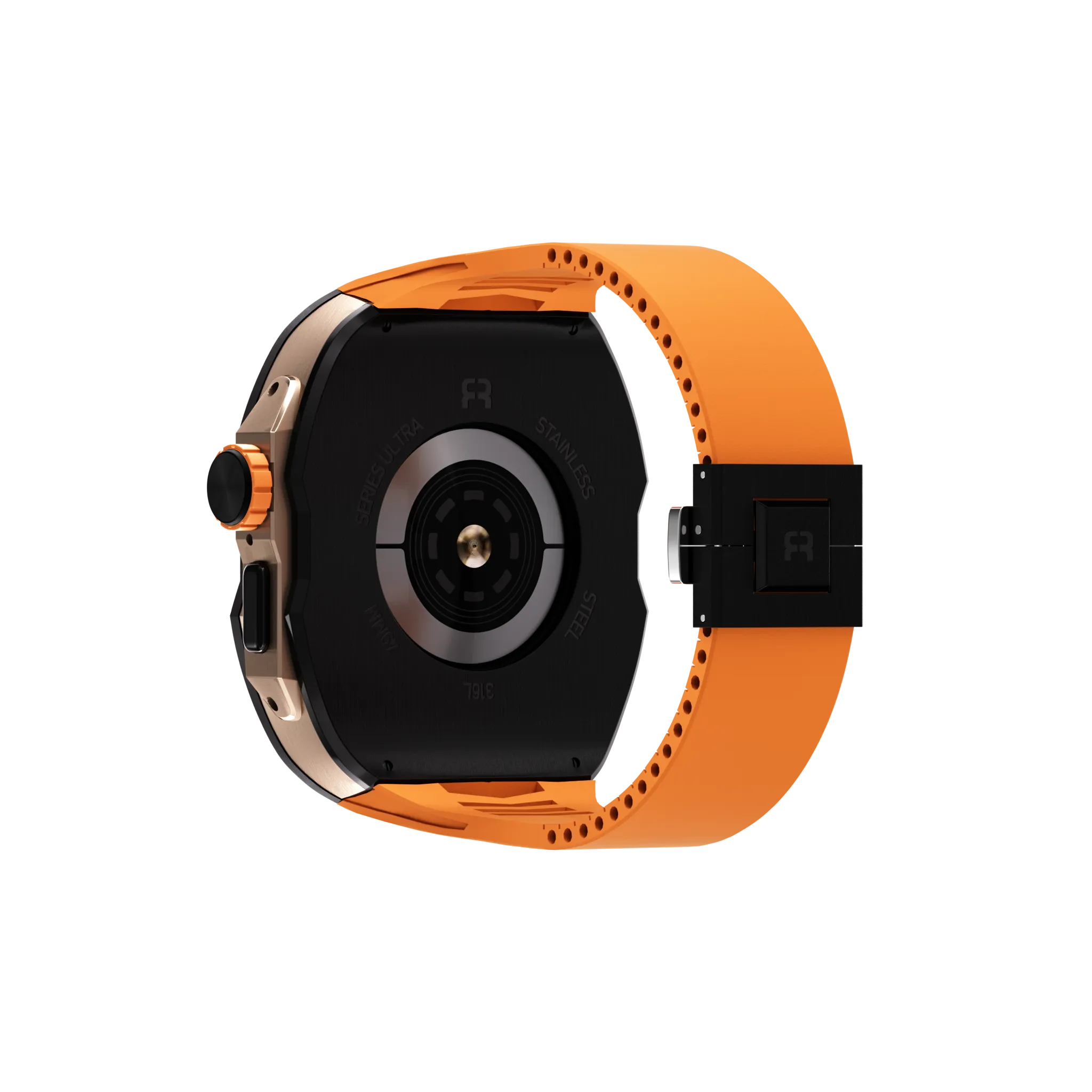 Reqior Funda con correa de goma Apple Watch Ultra (negro/naranja)