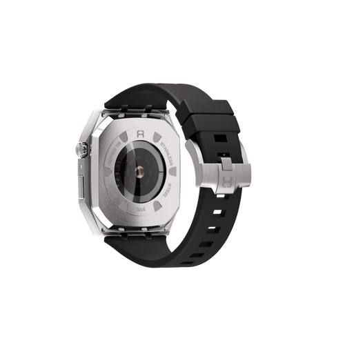 Reqior Funda de metal con correa de goma Apple Watch 45mm (plateado)