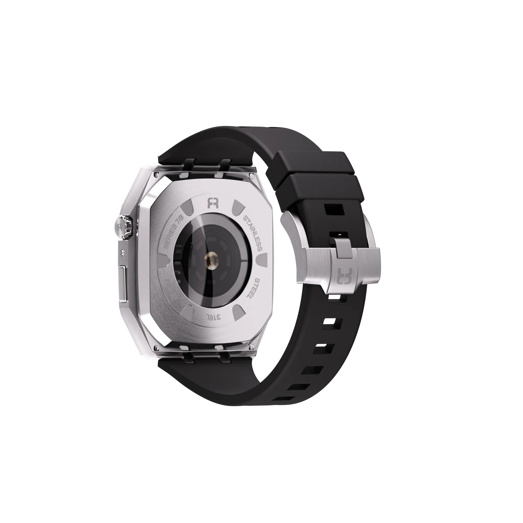 Reqior Funda de metal con correa de goma Apple Watch 45mm (plateado)