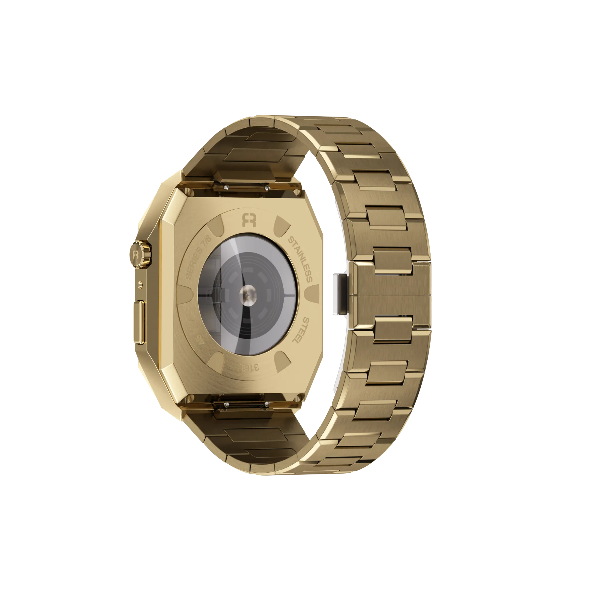 Reqior Funda con correa de acero 'Nautilus' Apple Watch 45mm (dorado)