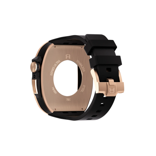 Reqior Funda de polímero y metal con correa de goma Apple Watch 45mm (rosa dorado)