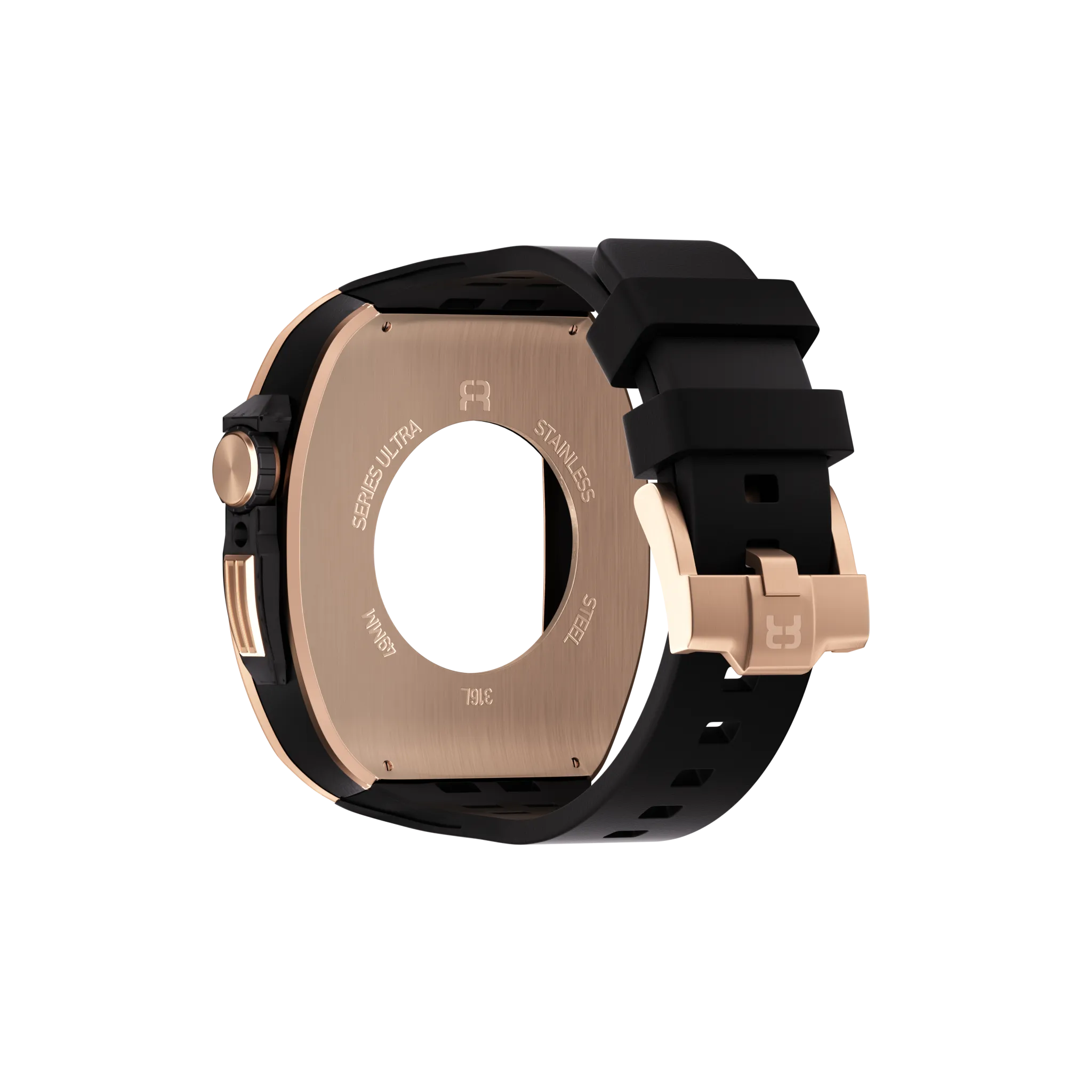 Reqior Funda de polímero y metal con correa de goma Apple Watch 45mm (rosa dorado)
