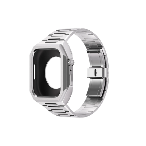 Reqior Funda con correa de acero 'Nautilus' Apple Watch 45mm (plateado)