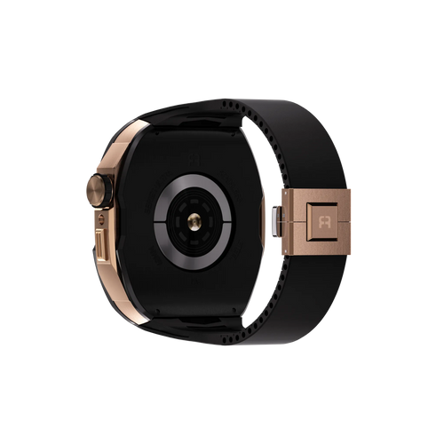 Reqior Funda con correa de goma Apple Watch 45mm (negro/rosa dorado)