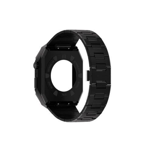 Reqior Funda con correa de acero 'Nautilus' Apple Watch 45mm (negro)
