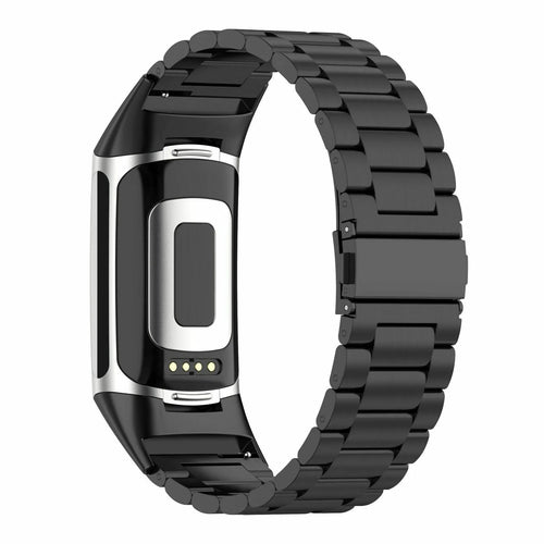 Steel Strap, black, on a watch, 3/4 rear view