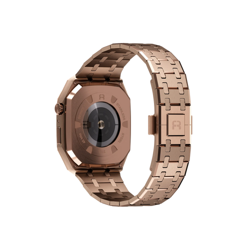 Reqior Funda con correa de acero Apple Watch 45mm (rosa dorado)