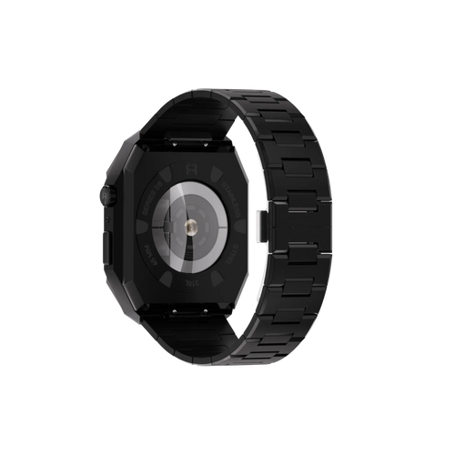 Reqior Funda con correa de acero 'Nautilus' Apple Watch 45mm (negro)