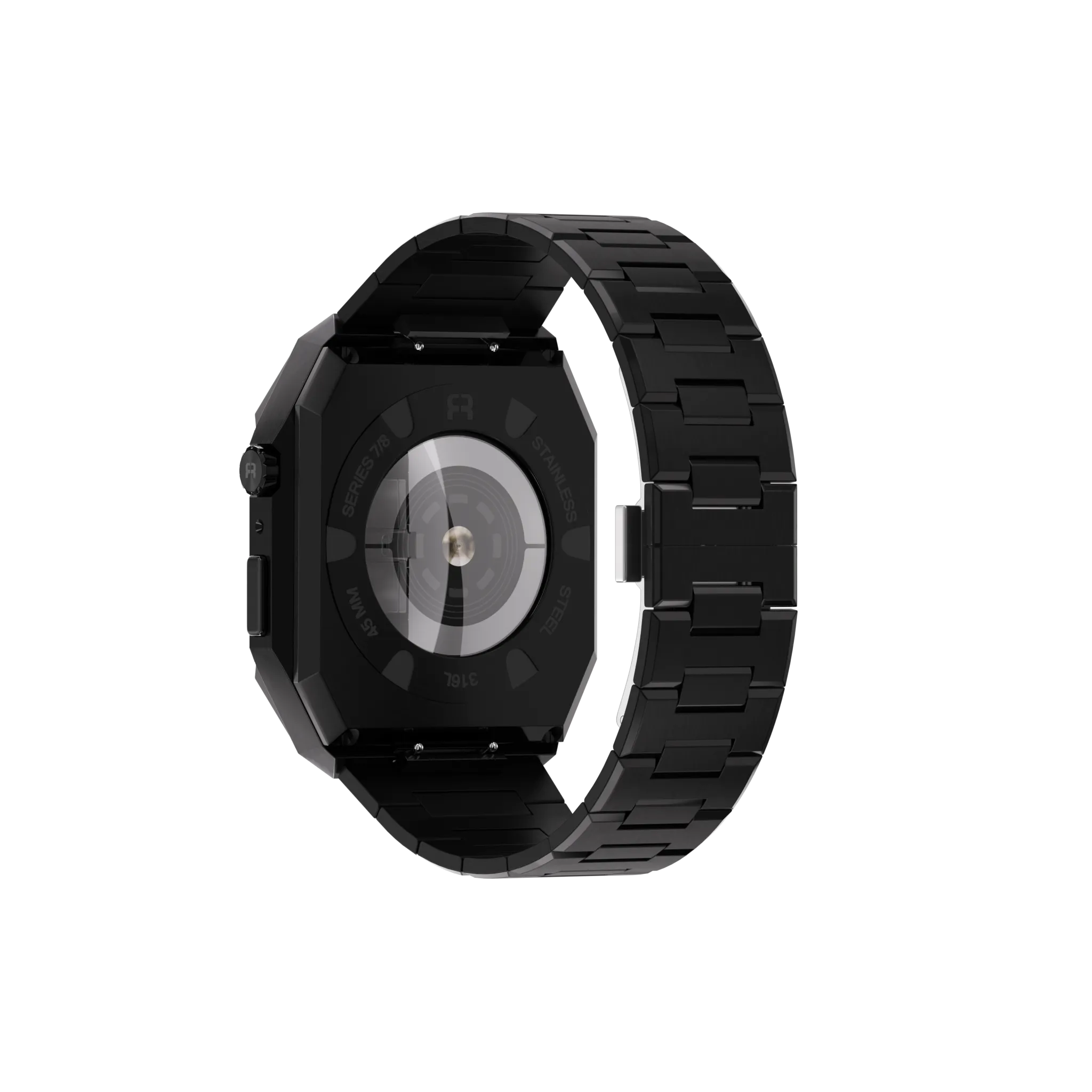 Reqior Funda con correa de acero 'Nautilus' Apple Watch 45mm (negro)