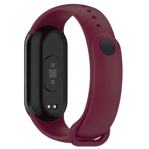Silicone Strap, wine red, on a watch, 3/4 rear view