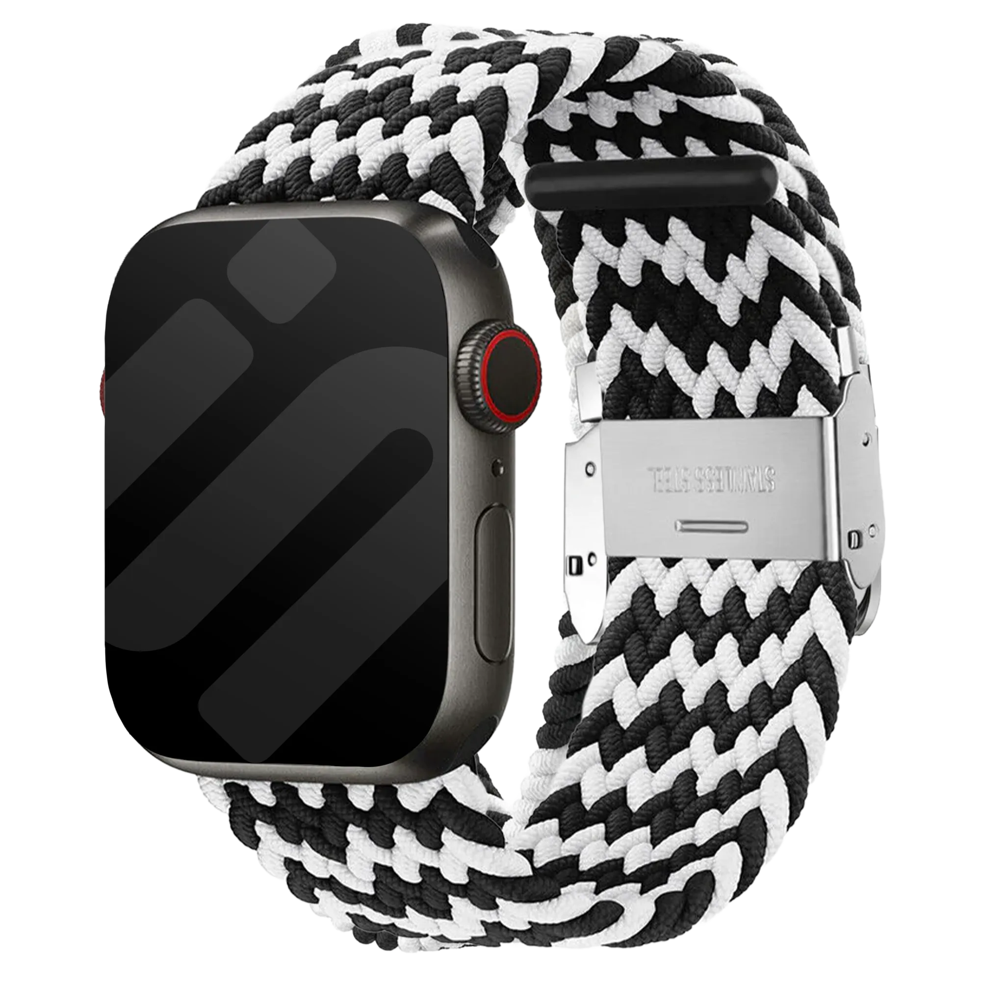 Correa trenzada Apple Watch (negro/blanco)