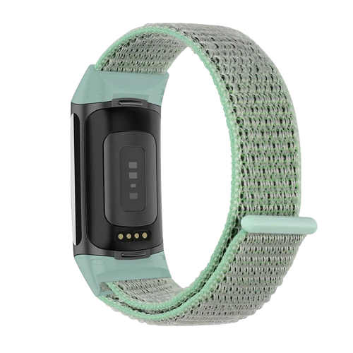 Nylon Strap, mint, on a watch, 3/4 rear view