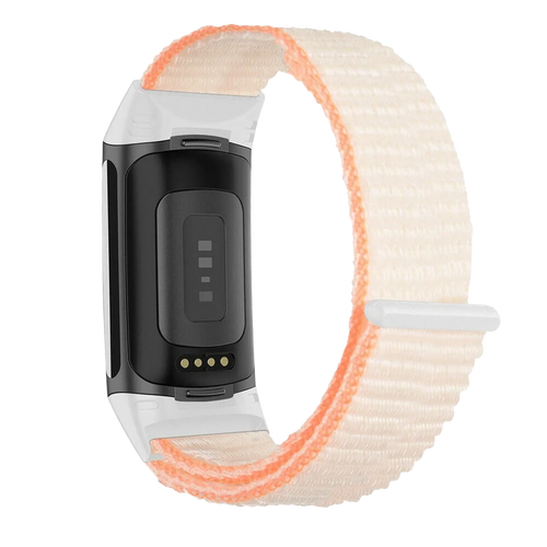 Nylon Strap, beige, on a watch, 3/4 rear view