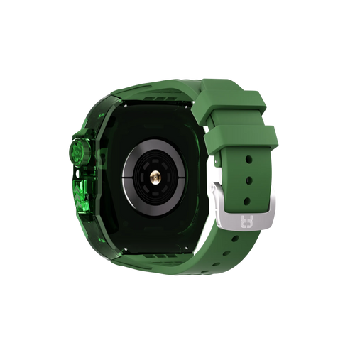 Reqior Funda de polímero con correa de goma Apple Watch 45mm (verde)