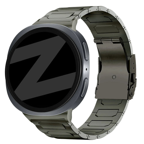 Titanium Strap 'Deluxe', graphite, on a watch, 3/4 rear view