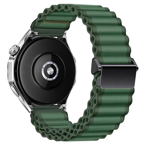 Outdoor Nylon Strap, green, on a watch, 3/4 rear view