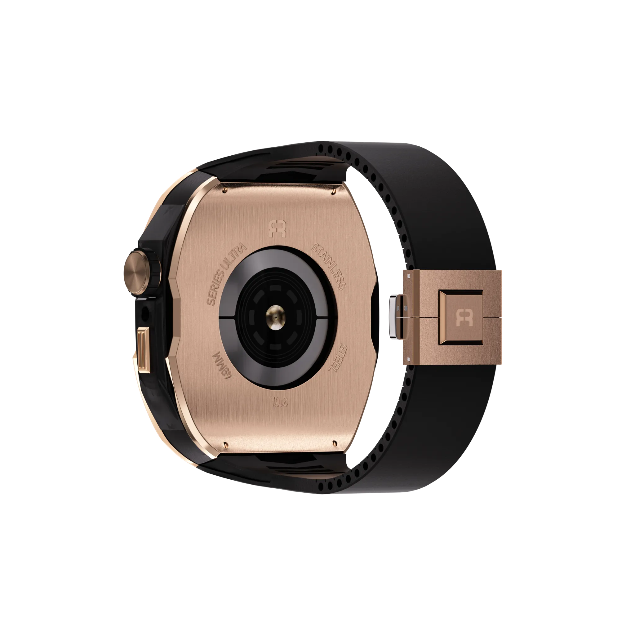 Reqior Funda con correa de goma Apple Watch 45mm (rosa dorado/negro)