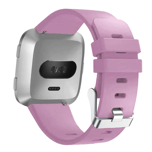 Silicone Strap, pink, on a watch, 3/4 rear view