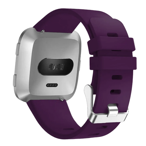 Silicone Strap, dark purple, on a watch, 3/4 rear view