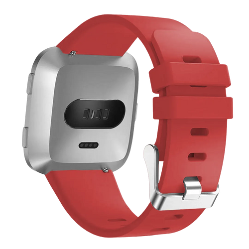Silicone Strap, red, on a watch, 3/4 rear view