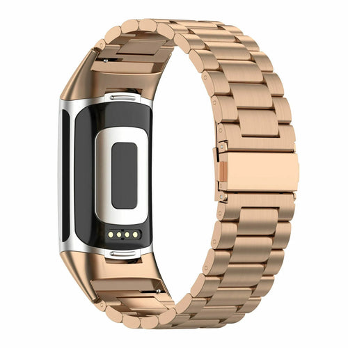 Steel Strap, rose gold, on a watch, 3/4 rear view