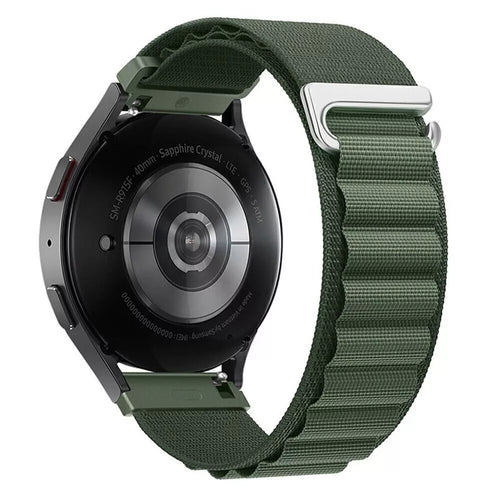 Alpine Nylon Strap, green, on a watch, 3/4 rear view
