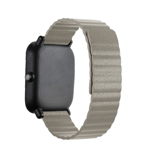 Leather Loop Strap, khaki, on a watch, 3/4 rear view