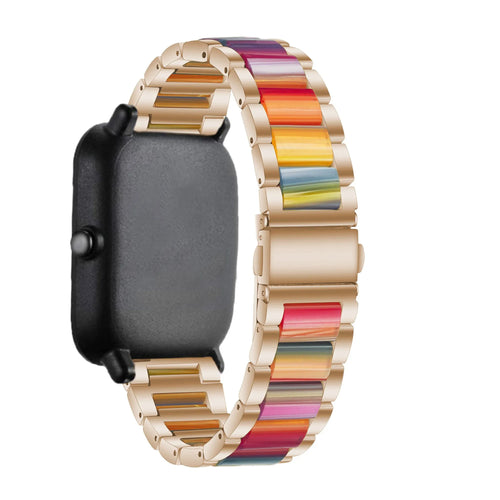 amazfit-bandje-stalen-resin-rose-goud-kleurrijk