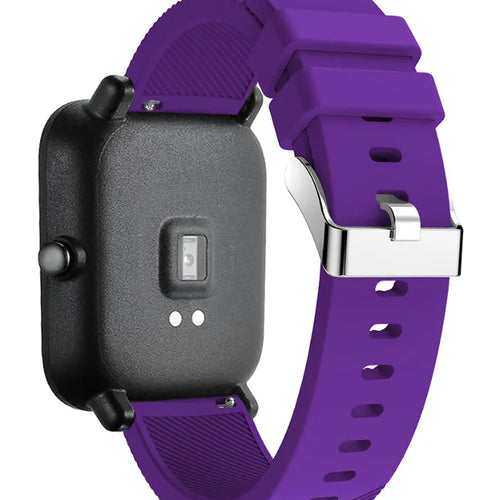 Twill Silicone Strap, purple, on a watch, 3/4 rear view