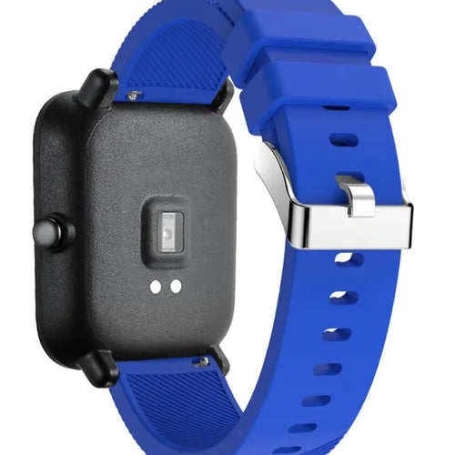 Twill Silicone Strap, blue, on a watch, 3/4 rear view