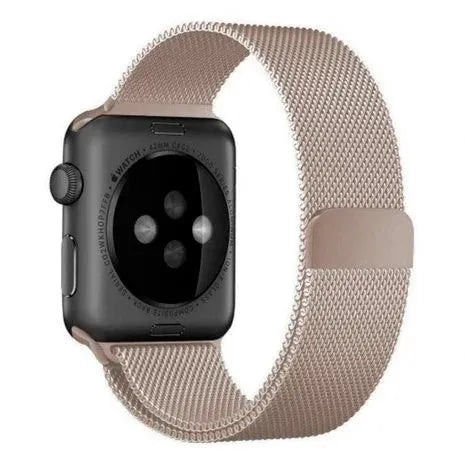 Milanese Strap, starlight, on a watch, 3/4 rear view