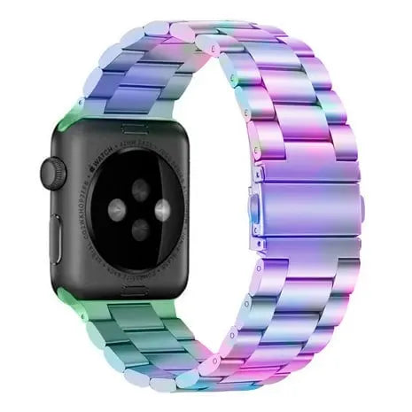 Steel Strap, pearlescent, on a watch, 3/4 rear view