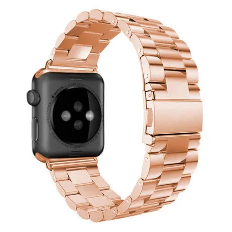 Steel Strap, rose gold, on a watch, 3/4 rear view