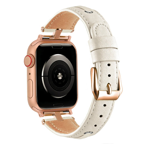 Bandz Apple Watch Leather Strap 'T-Belt' (Beige)