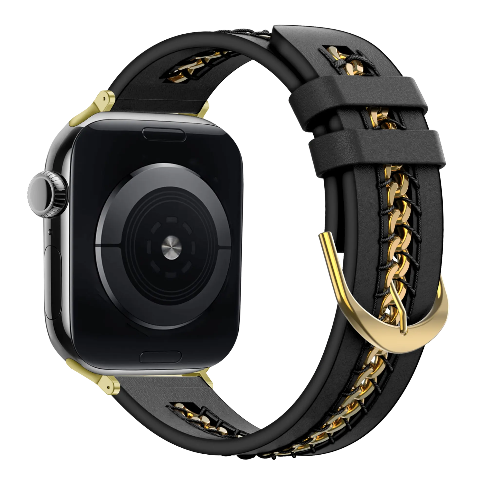 Bandz Correa cuero 'Chains' Apple Watch (negro)