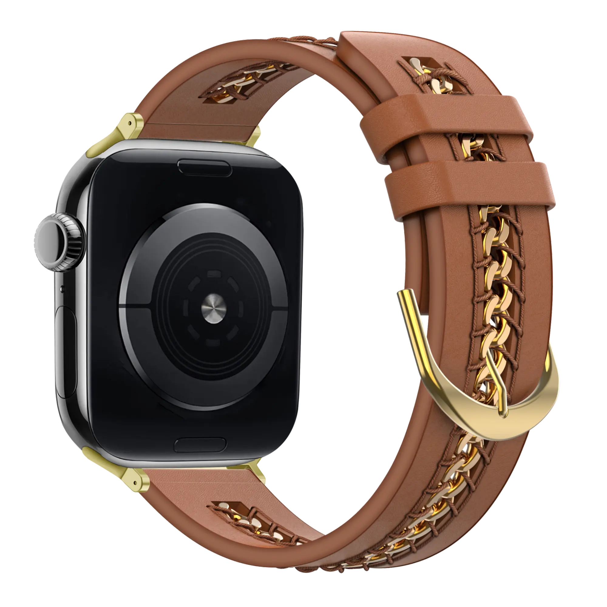 Bandz Correa cuero 'Chains' Apple Watch (marrón)