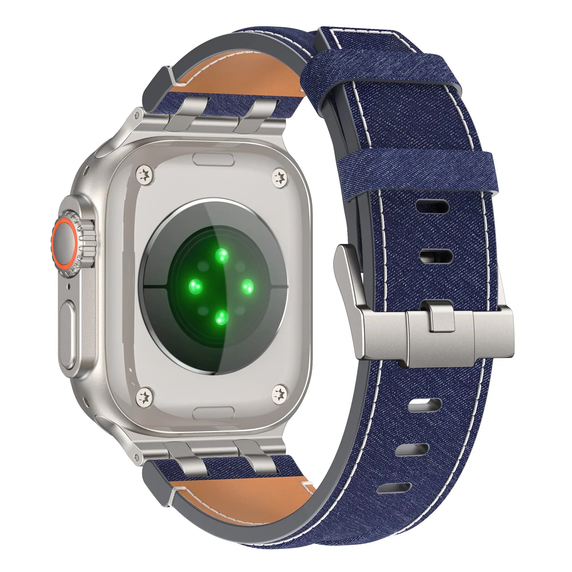 Correa cuero denim Apple Watch (azul/plata)