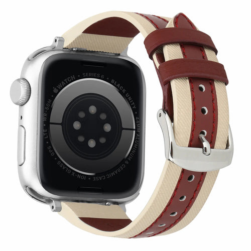 Correa cuero híbrida slim Apple Watch (beige/rojo)