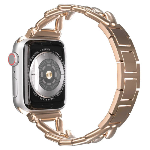 Steel Strap V-Type, rose gold, on a watch, 3/4 rear view