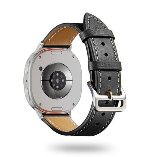 Classic Leather Strap, black, on a watch, 3/4 rear view