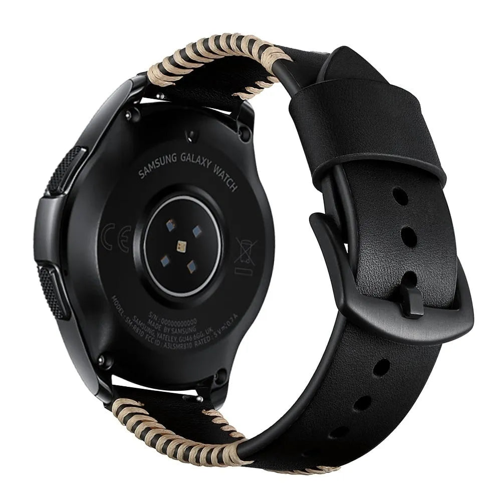 Correa de cuero cosida Suunto 9 Peak Pro (negra)