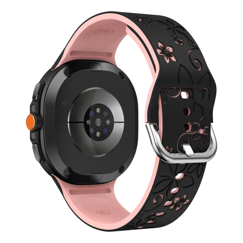 Samsung Galaxy Watch 9 - 40mm Flower Silicone Strap (Black/Pink)